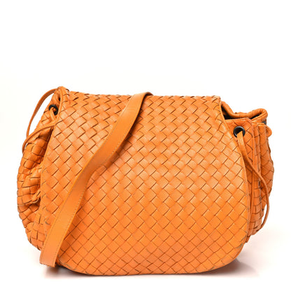 Bottega Veneta Nappa Intrecciato Drawstring Messenger Flap Orange