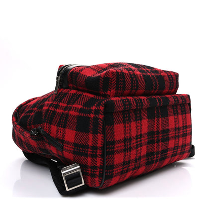 Saint Laurent Wool Tartan City Backpack Red Black