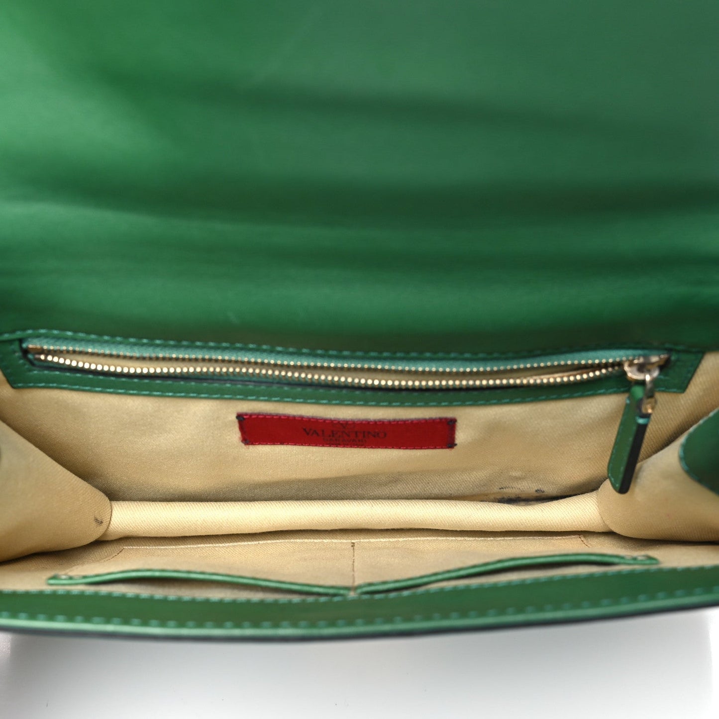 Valentino Garavani Vitello Medium Glam Lock Rockstud Flap Pop Green