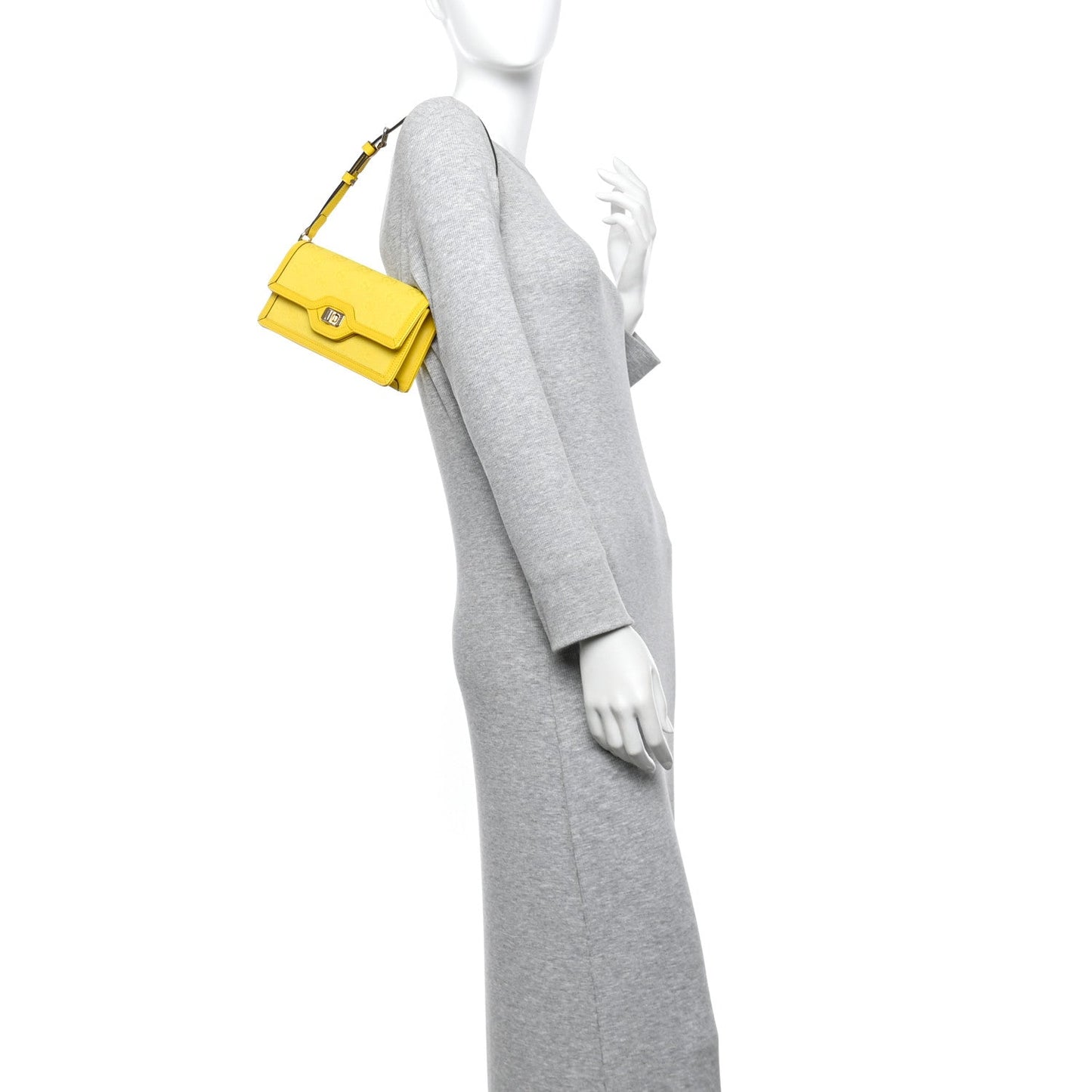 Gucci GG Monogram Textured Dollar Calfskin Mini Luce Shoulder Bag Yellow