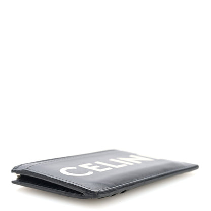 Celine Smooth Lambskin Zip Logo Card Holder Black White