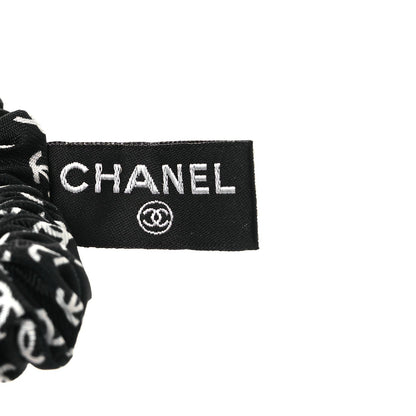 Chanel Silk Twill CC Scarf Hair Tie Black Ecru