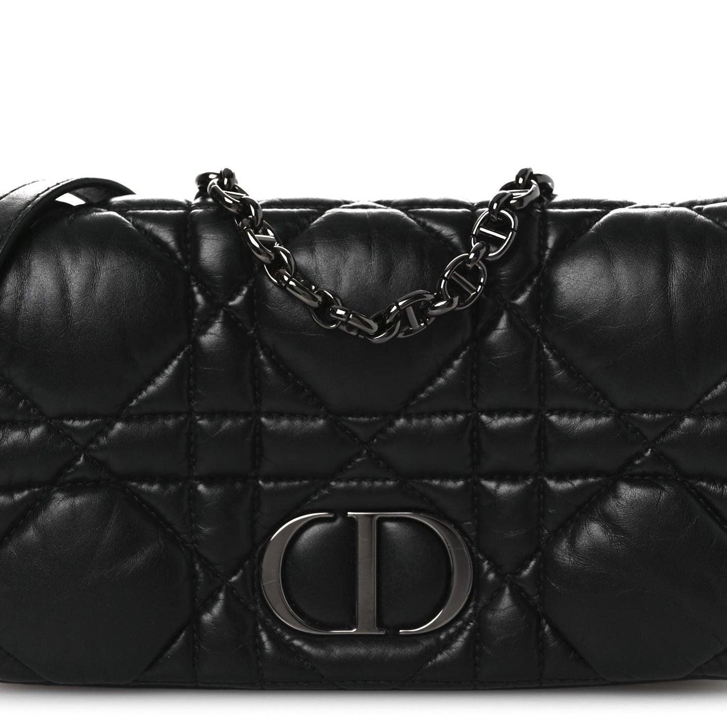 Christian Dior Calfskin Macrocannage Mini Caro Bag Black