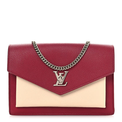 Louis Vuitton Calfskin My Lockme Chain Pochette Lie De Vin Etain Creme