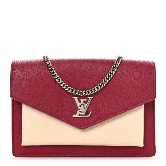 Louis Vuitton Calfskin My Lockme Chain Pochette Lie De Vin Etain Creme