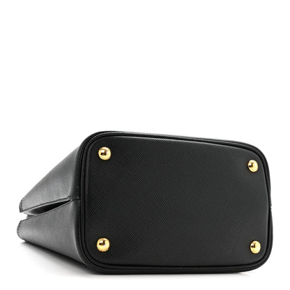 Prada Saffiano Cuir Medium Panier Bucket Bag Black Fuoco