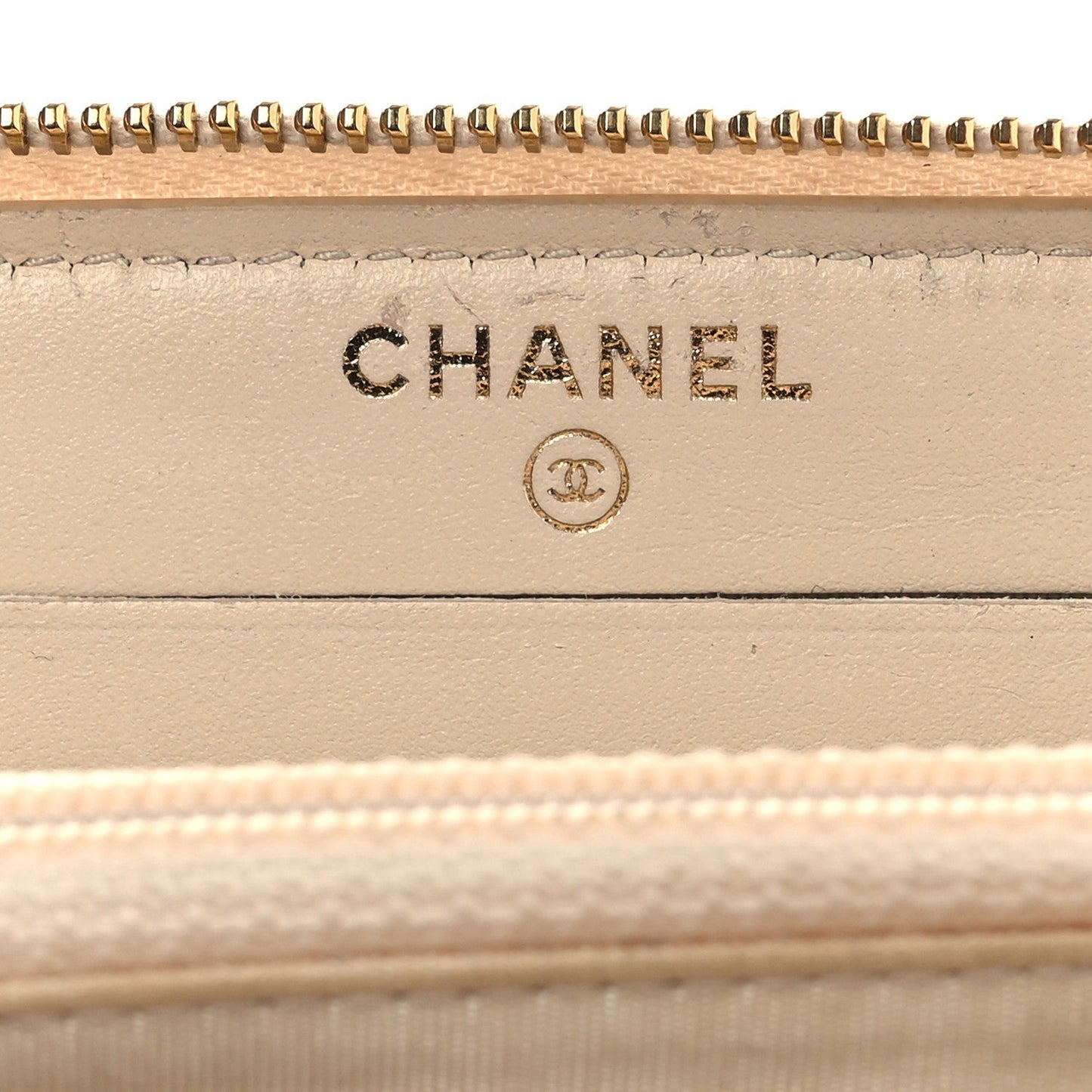Chanel Lurex Canvas Deauville Medium Zip Around Wallet Beige