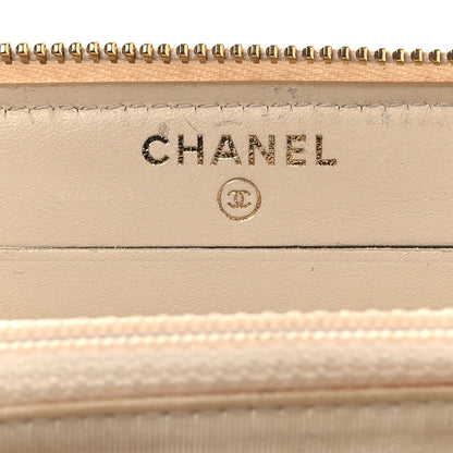 Chanel Lurex Canvas Deauville Medium Zip Around Wallet Beige