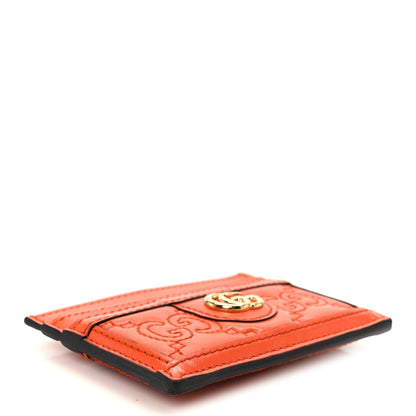 Gucci Calfskin GG Matelasse Card Holder Deep Orange