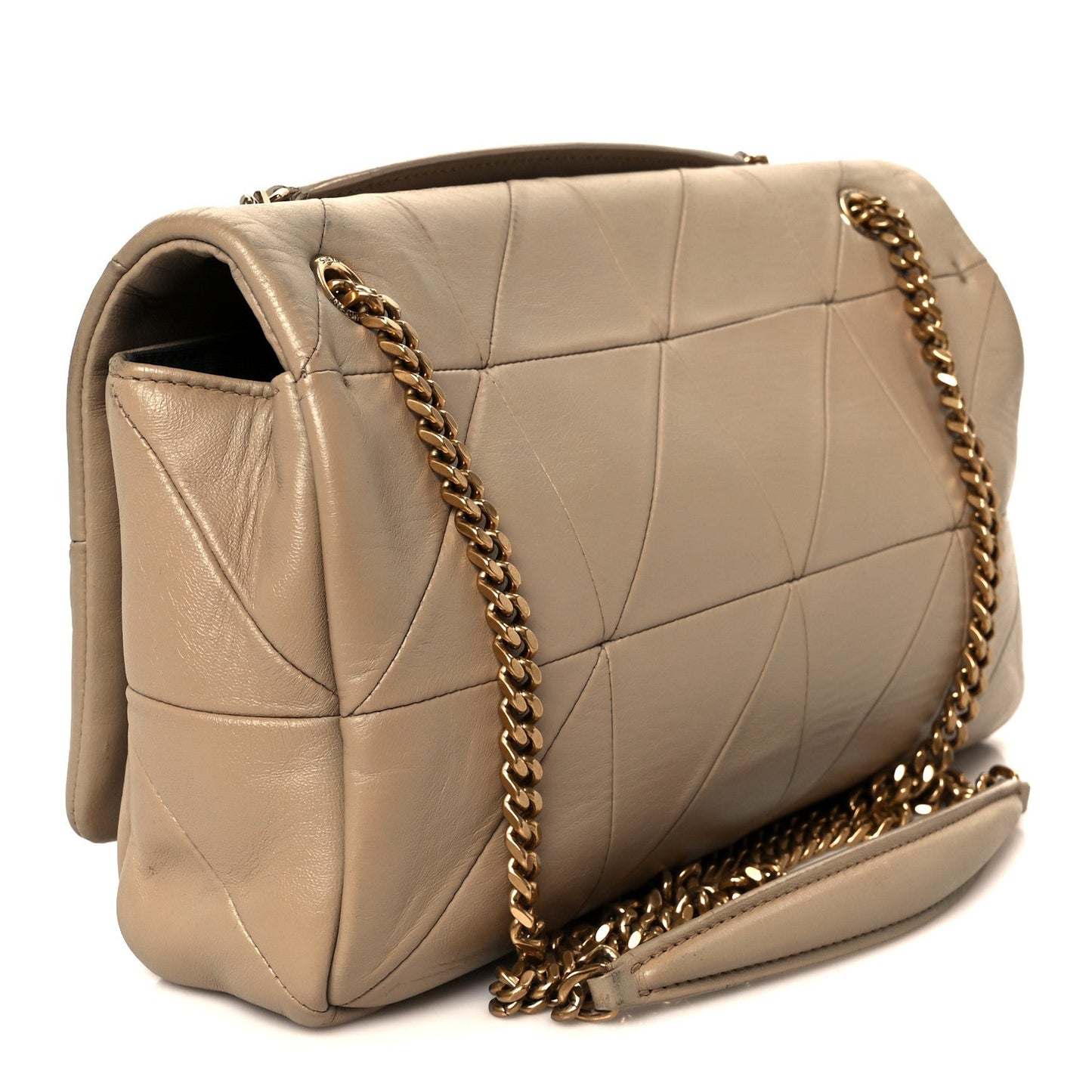 Saint Laurent Lambskin Patchwork Monogram Medium Jamie Beige