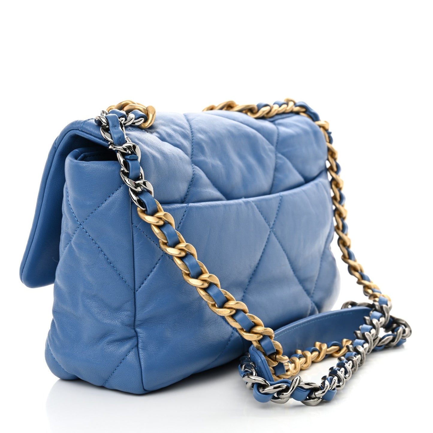 Chanel Lambskin Quilted Medium Chanel 19 Flap Blue