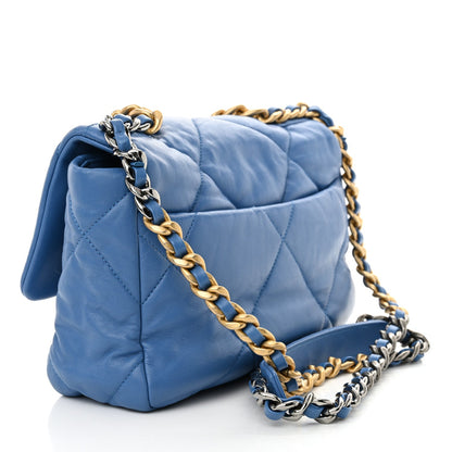 Chanel Lambskin Quilted Medium Chanel 19 Flap Blue