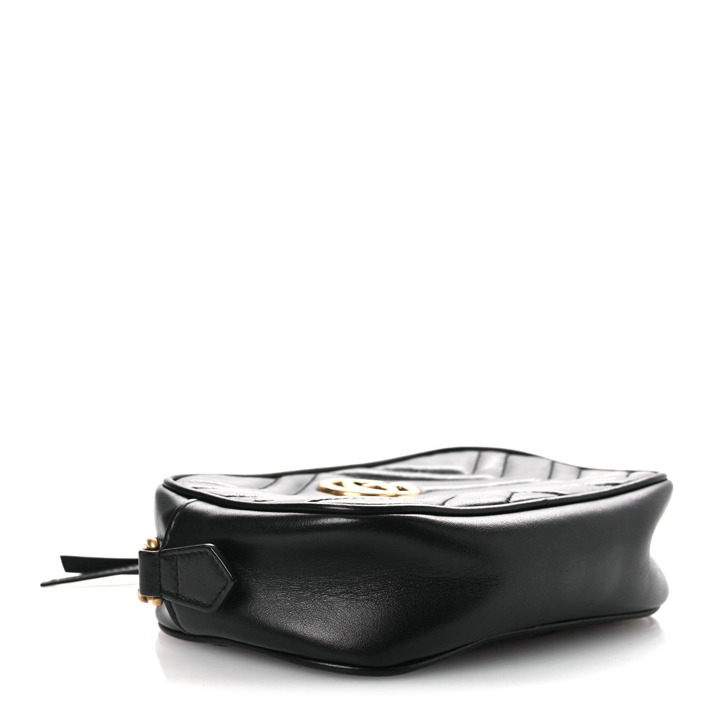 Gucci Calfskin Matelasse Mini GG Marmont Chain Shoulder Bag Black