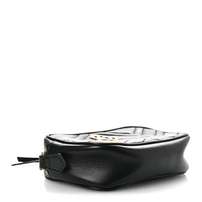 Gucci Calfskin Matelasse Mini GG Marmont Chain Shoulder Bag Black