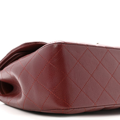 Chanel Caviar Quilted Jumbo Double Flap Dark Red