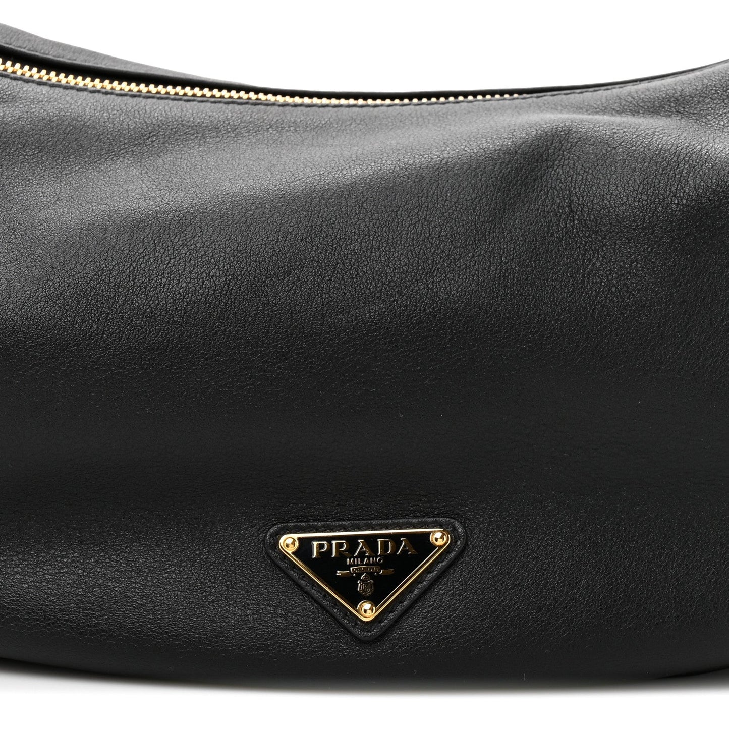Prada Soft Grain Calfskin Large Demi-Lune Shoulder Bag Black