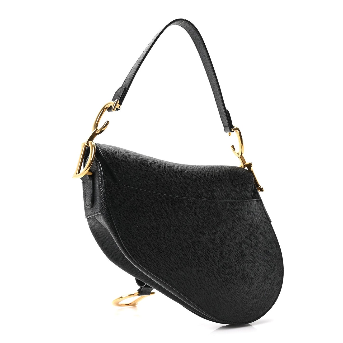 Christian Dior Grained Calfskin Saddle Bag Black