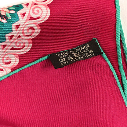 Hermes Silk Paperoles Scarf 90 Corail Fuchsia Vert