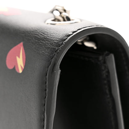 Saint Laurent Calfskin Medium Heart Bolts Monogram Kate Satchel Black