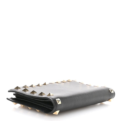 Valentino Garavani Calfskin Rockstud Continental Wallet Black