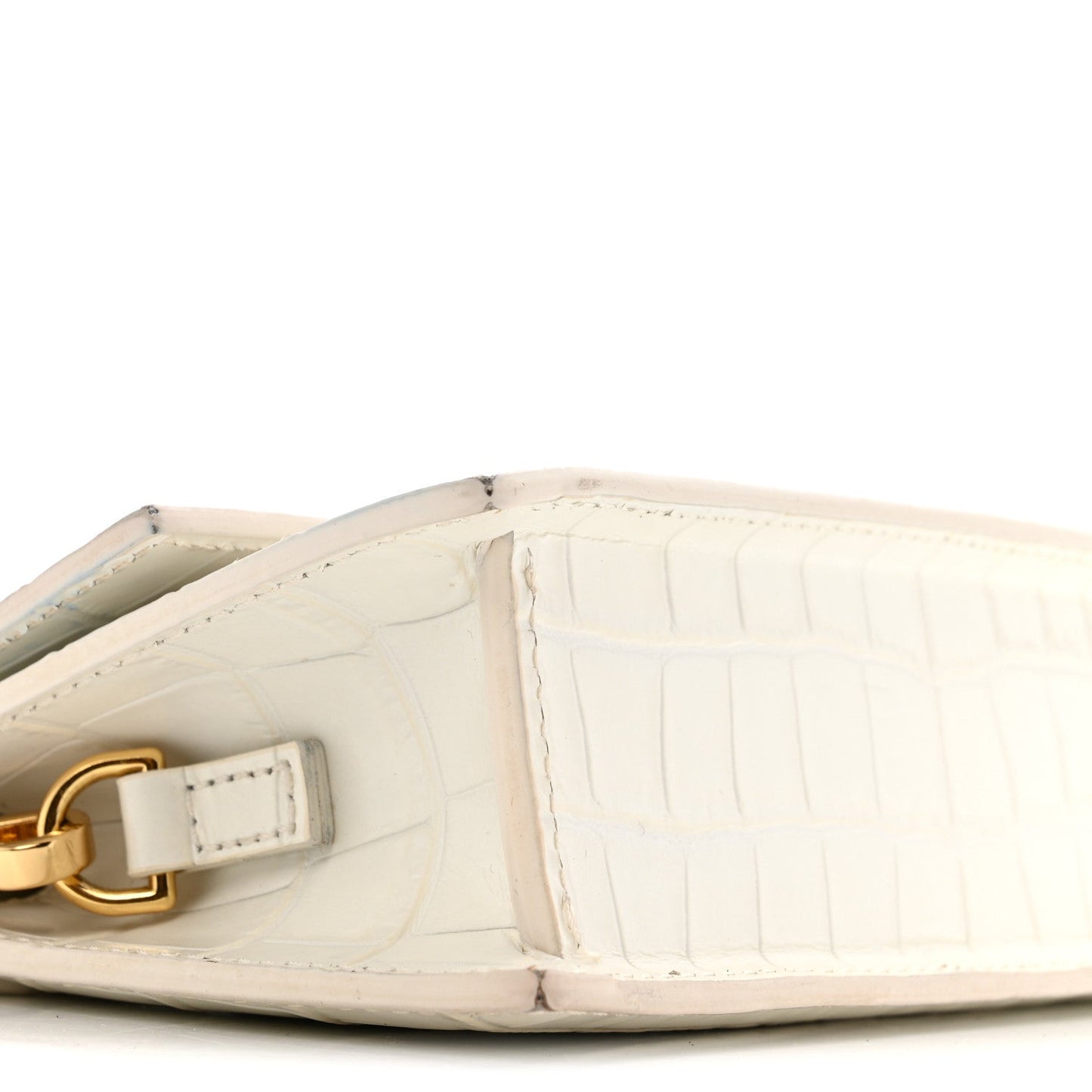 Jacquemus Calfskin Crocodile Embossed Le Chiquito Long White