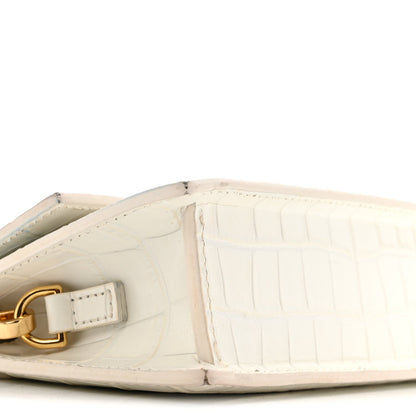 Jacquemus Calfskin Crocodile Embossed Le Chiquito Long White