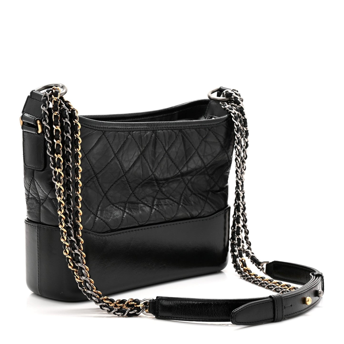 Chanel Aged Calfskin Quilted New Medium Gabrielle Hobo Black