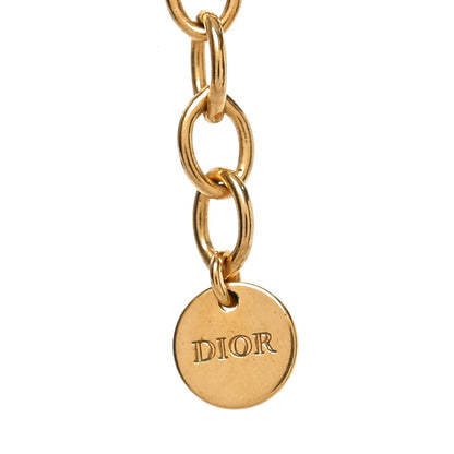 Christian Dior Metal Crystal Logo Chain Choker Necklace Gold