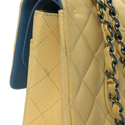 Chanel Lambskin Quilted Medium Double Flap Yellow Blue