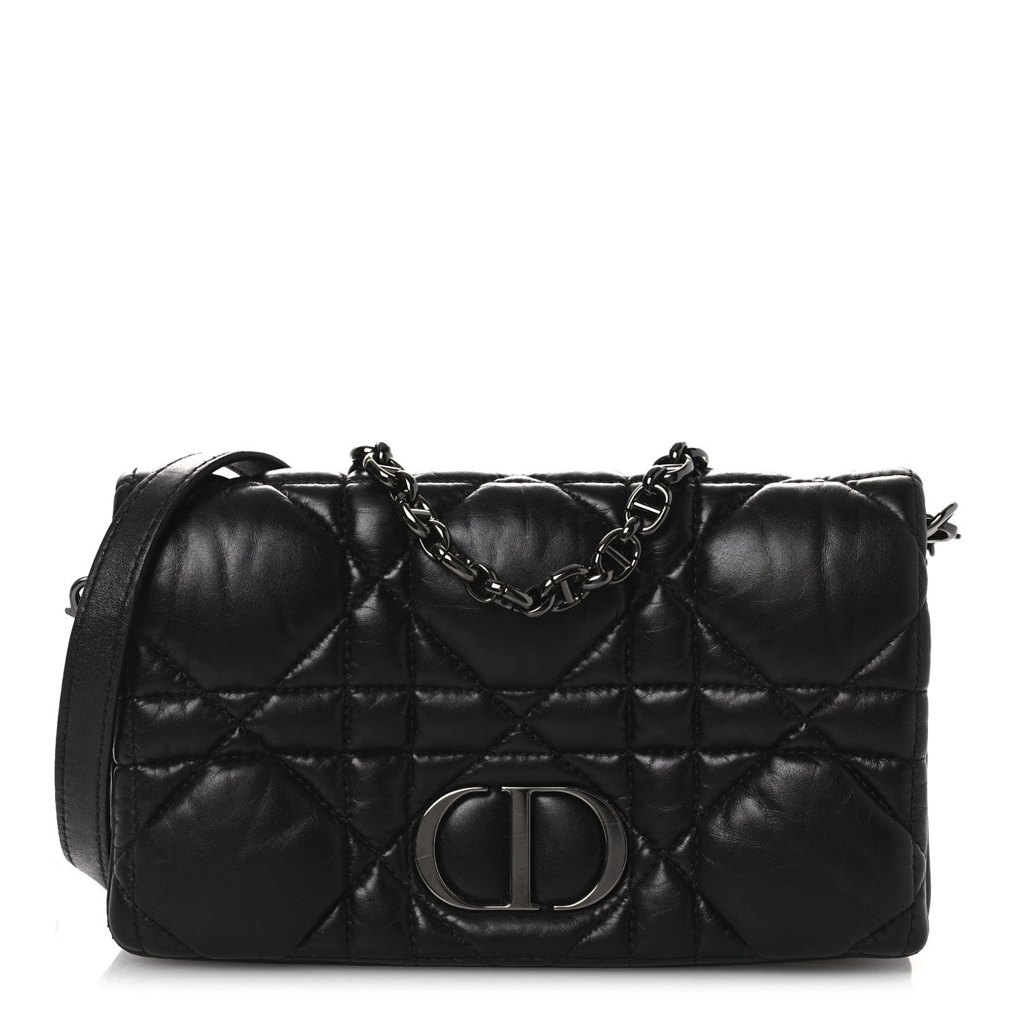 Christian Dior Calfskin Macrocannage Mini Caro Bag Black