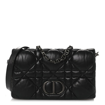 Christian Dior Calfskin Macrocannage Mini Caro Bag Black