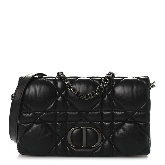 Christian Dior Calfskin Macrocannage Mini Caro Bag Black