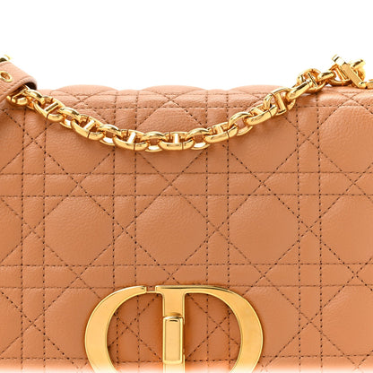 Christian Dior Calfskin Cannage Medium Caro Bag Tan