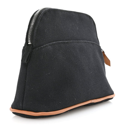 Hermes Cotton Canvas Mini Bolide Travel Cosmetic Pouch Black