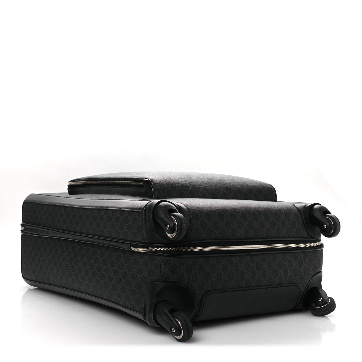 Gucci GG Supreme Monogram Large Four Wheel Suitcase Black Grey