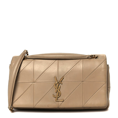 Saint Laurent Lambskin Patchwork Monogram Medium Jamie Beige