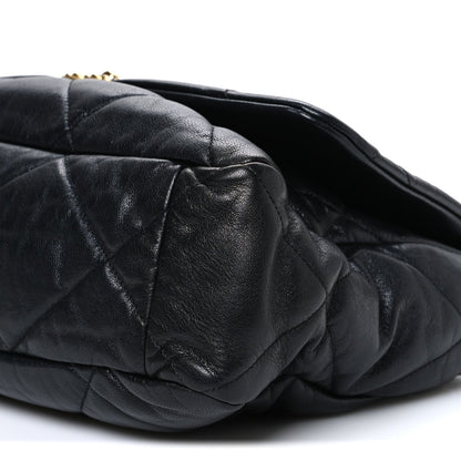 Chanel Shiny Goatskin Quilted Maxi Chanel 19 Flap Black