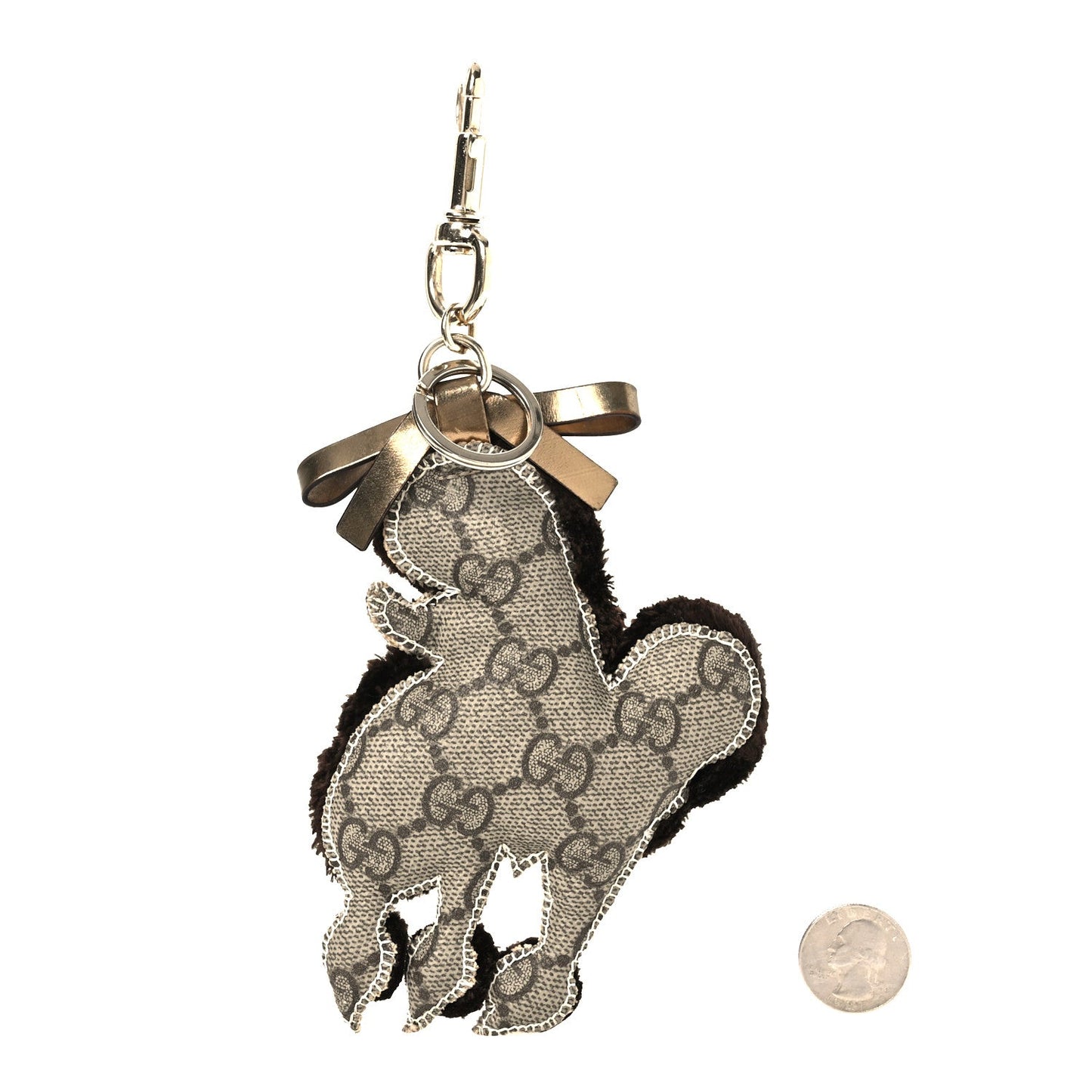 Gucci GG Supreme Monogram Lulu French Poodle Bag Charm Brown