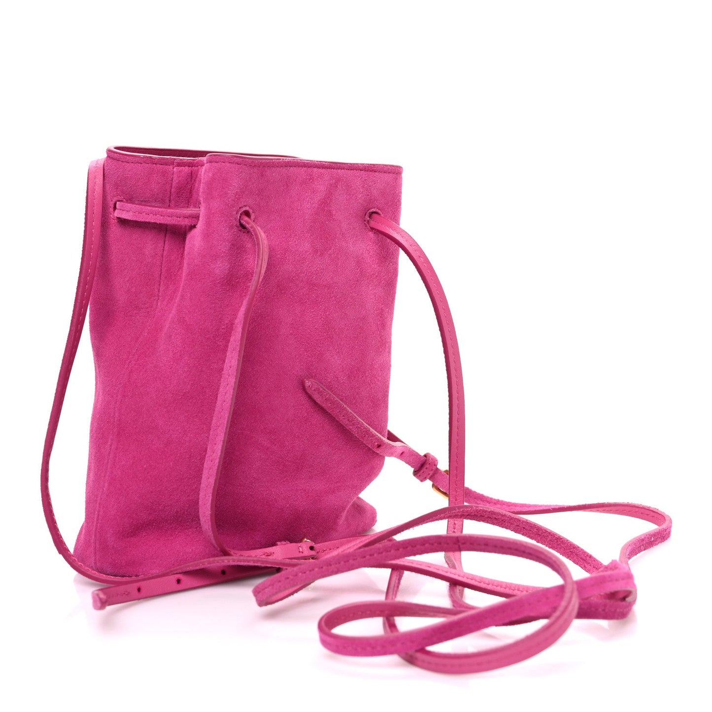 Miu Miu Camoscio Mini Drawstring Bag Fuxia