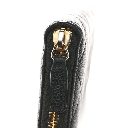 Chanel Caviar Quilted Large Gusset Zip Around Wallet Navy