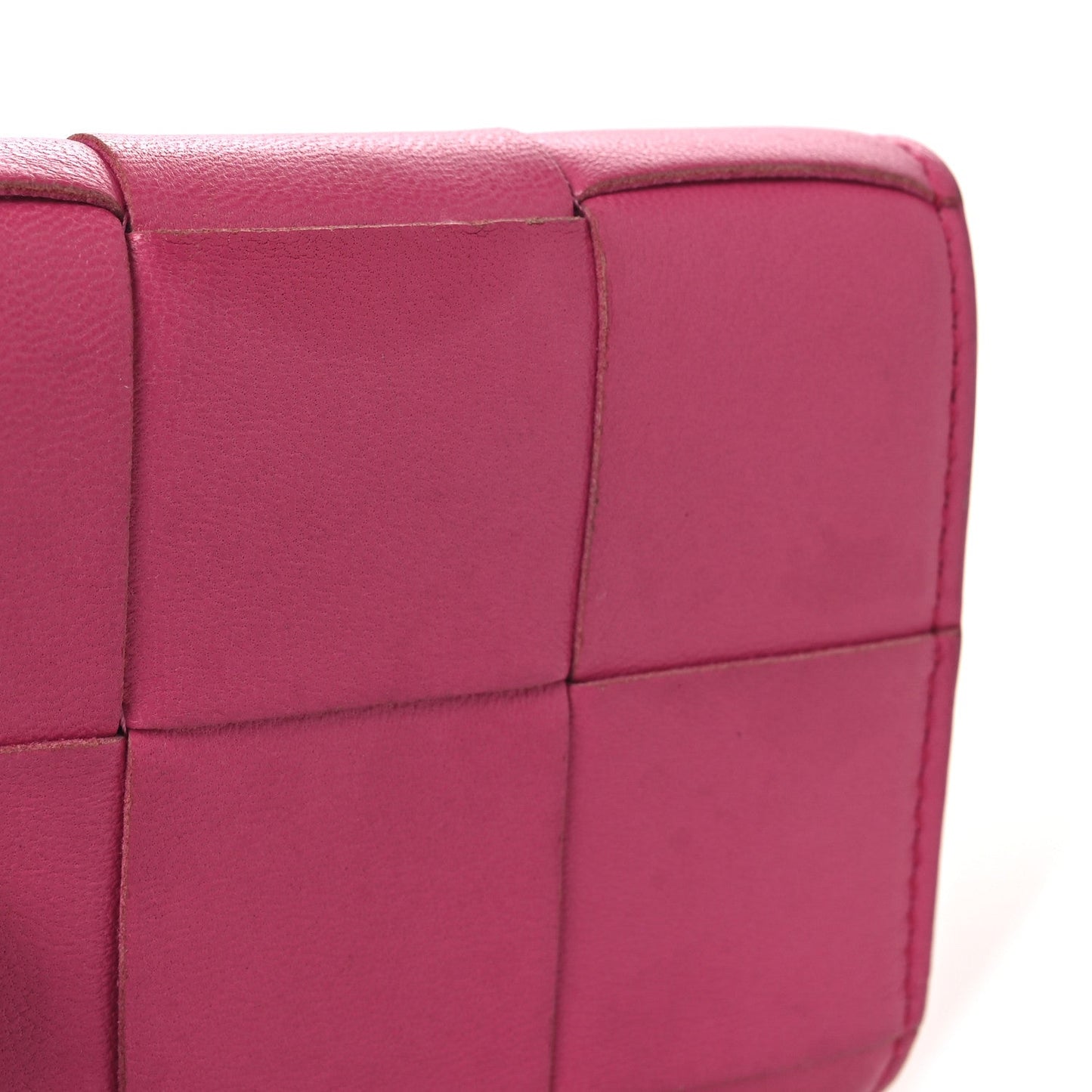 Bottega Veneta Nappa Calfskin Maxi Intrecciato Cassette Tri-Fold Wallet Cranberry