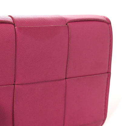 Bottega Veneta Nappa Calfskin Maxi Intrecciato Cassette Tri-Fold Wallet Cranberry