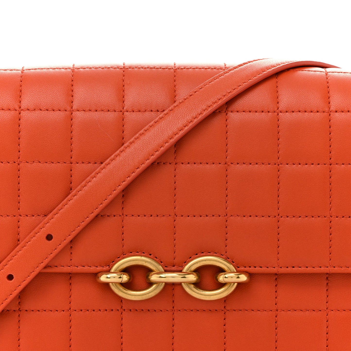 Saint Laurent Lambskin Carre Quilted Le Maillon Satchel Orange