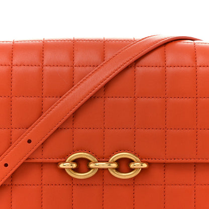 Saint Laurent Lambskin Carre Quilted Le Maillon Satchel Orange