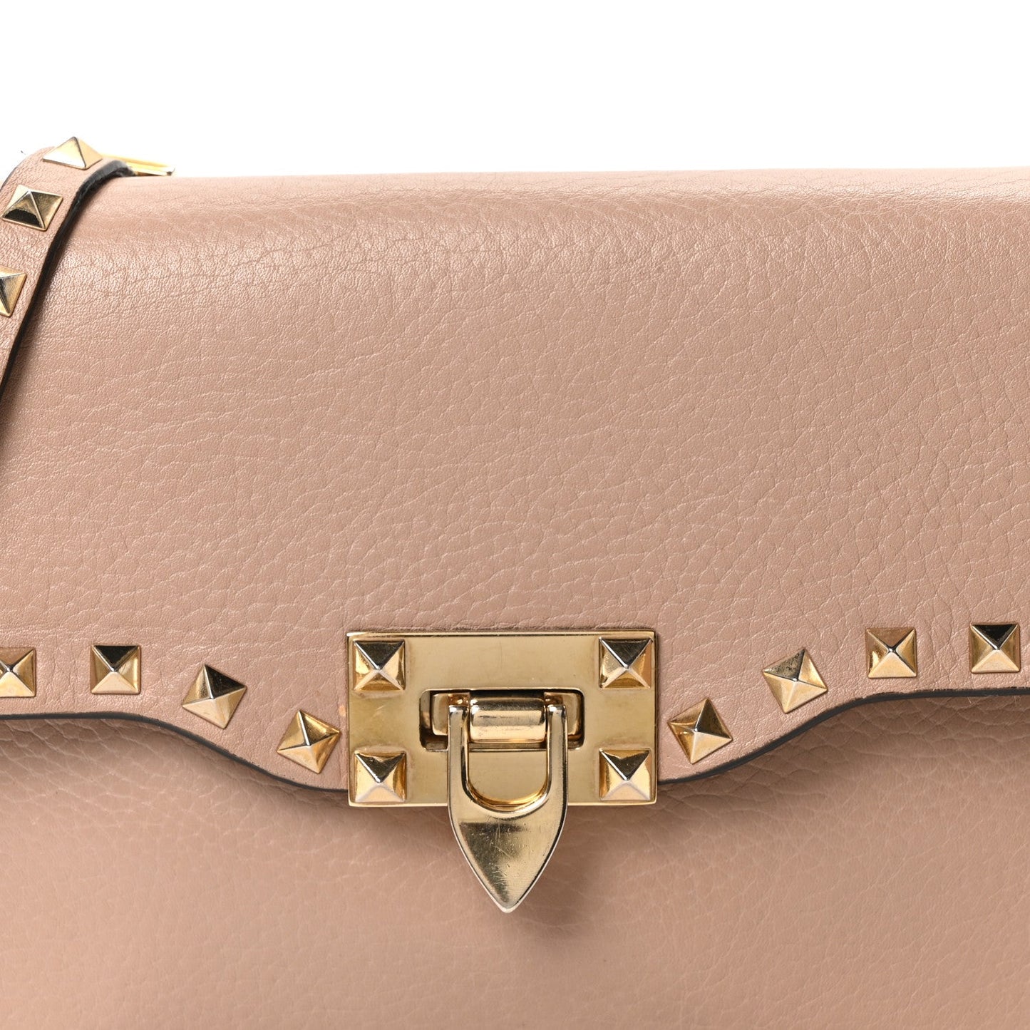 Valentino Garavani Pebbled Calfskin Medium Rockstud Flip Lock Crossbody Bag Skin Sorbet