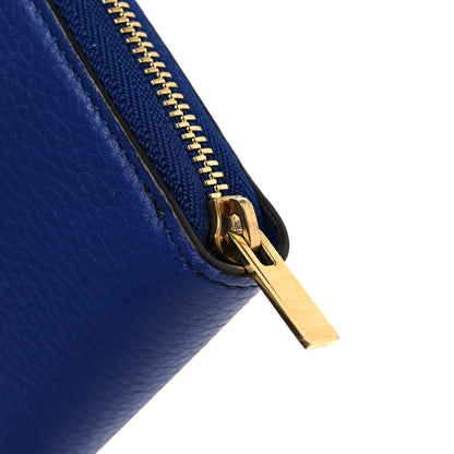 Celine Drummed Calfskin Large Zip Around Multifunction Wallet Indigo