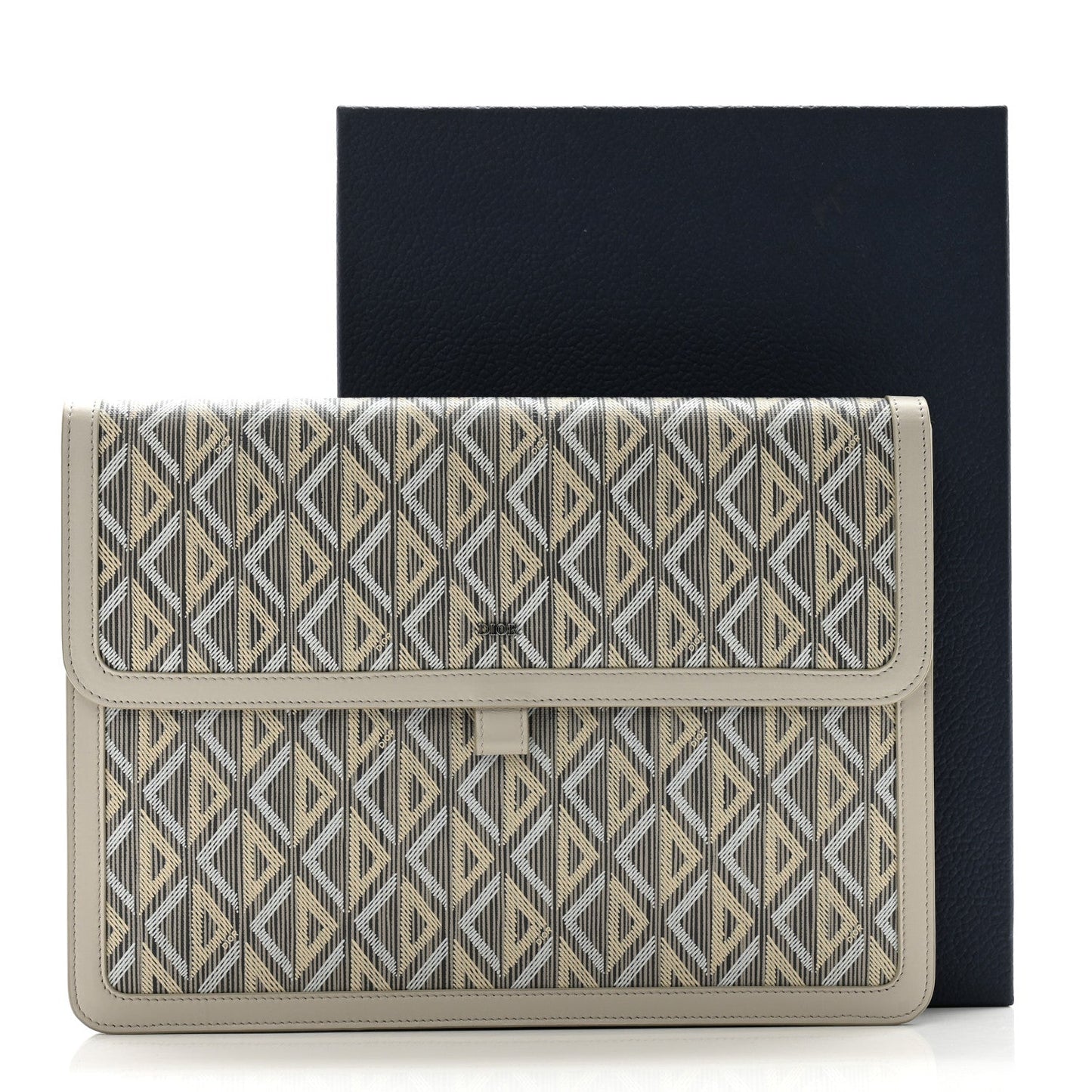 Christian Dior Coated Canvas CD Diamond Hit The Road A4 Case Gray