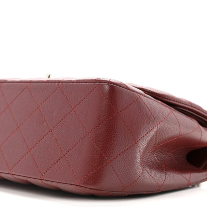 Chanel Caviar Quilted Jumbo Double Flap Dark Red