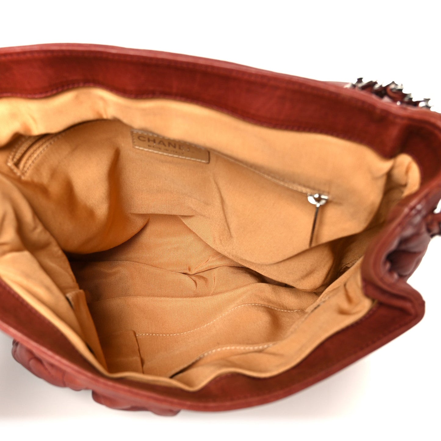 Chanel Washed Lambskin Quilted Medium Chain Around Messenger Brown