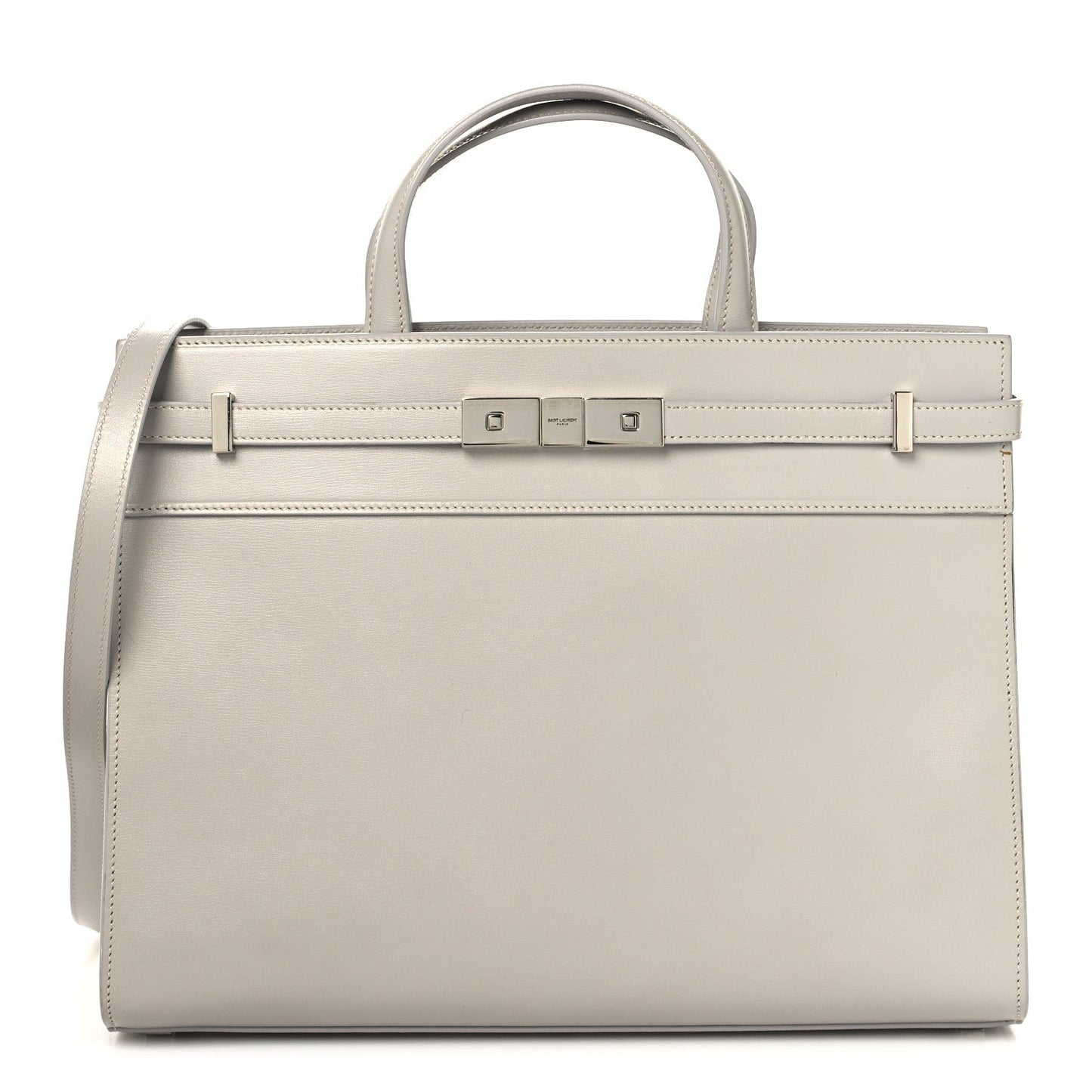 Saint Laurent Calfskin Small Manhattan Shopper Tote Granite